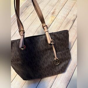Michael Kors brown monogram tote bag